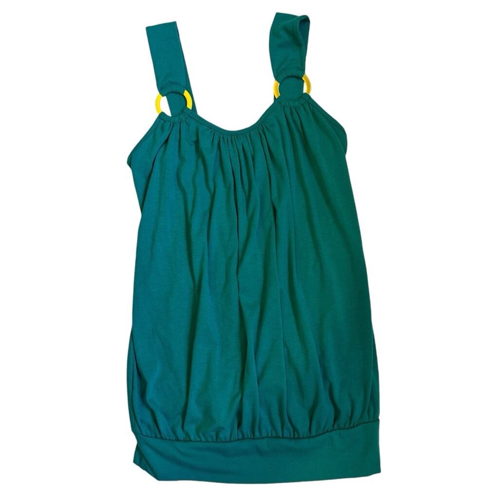 Blue Tank Top Teal Bubble Hem Vintage Y2K Coastal Retro Gold Women's Medium